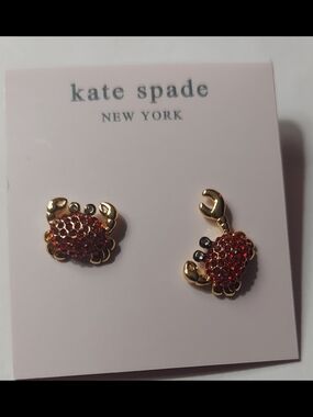 kate spade New York Red Crystal Crab Earrings